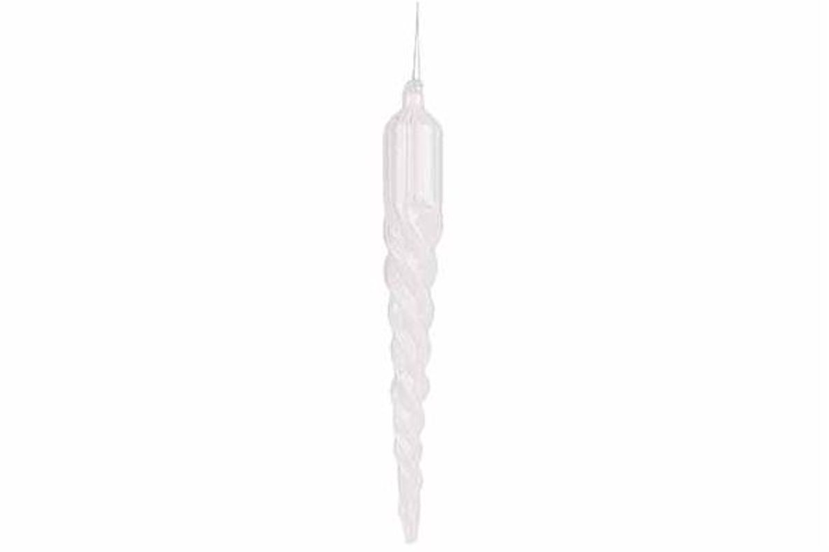 Ijskegel Hanger Swirl Wit 5x5xh35cm Glas