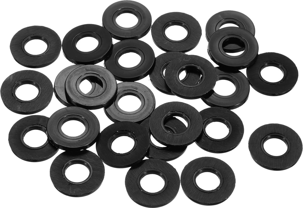 25 stuks nylon sluitringen, 8 mm ID, 19 mm OD, 2 mm dik, platte schijf, kunststof afstandhouders voor schroeven, bouten, tuinkraan, sanitaire reparatie, zwart