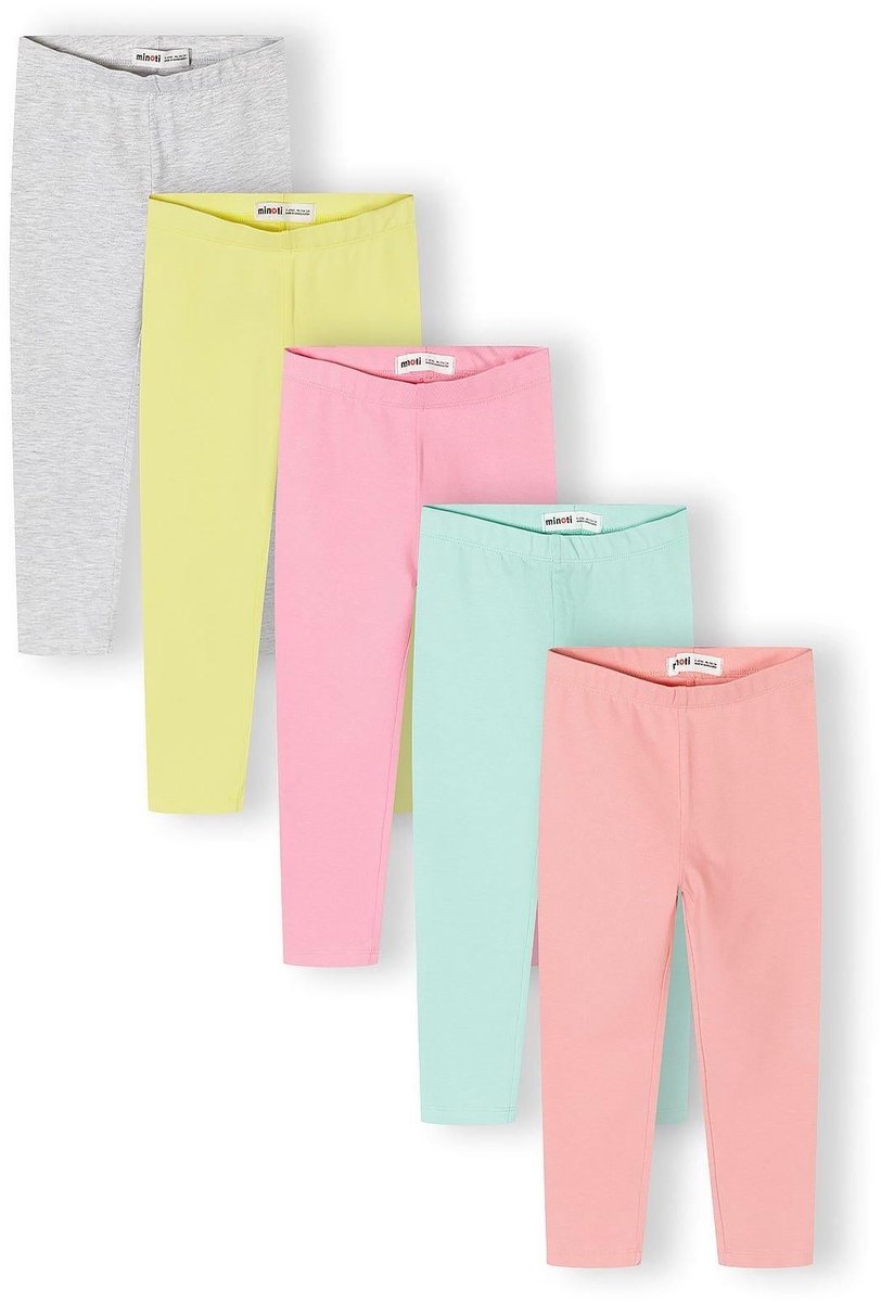Minoti meisjes legging 5-pack pastel - katoen - grijs