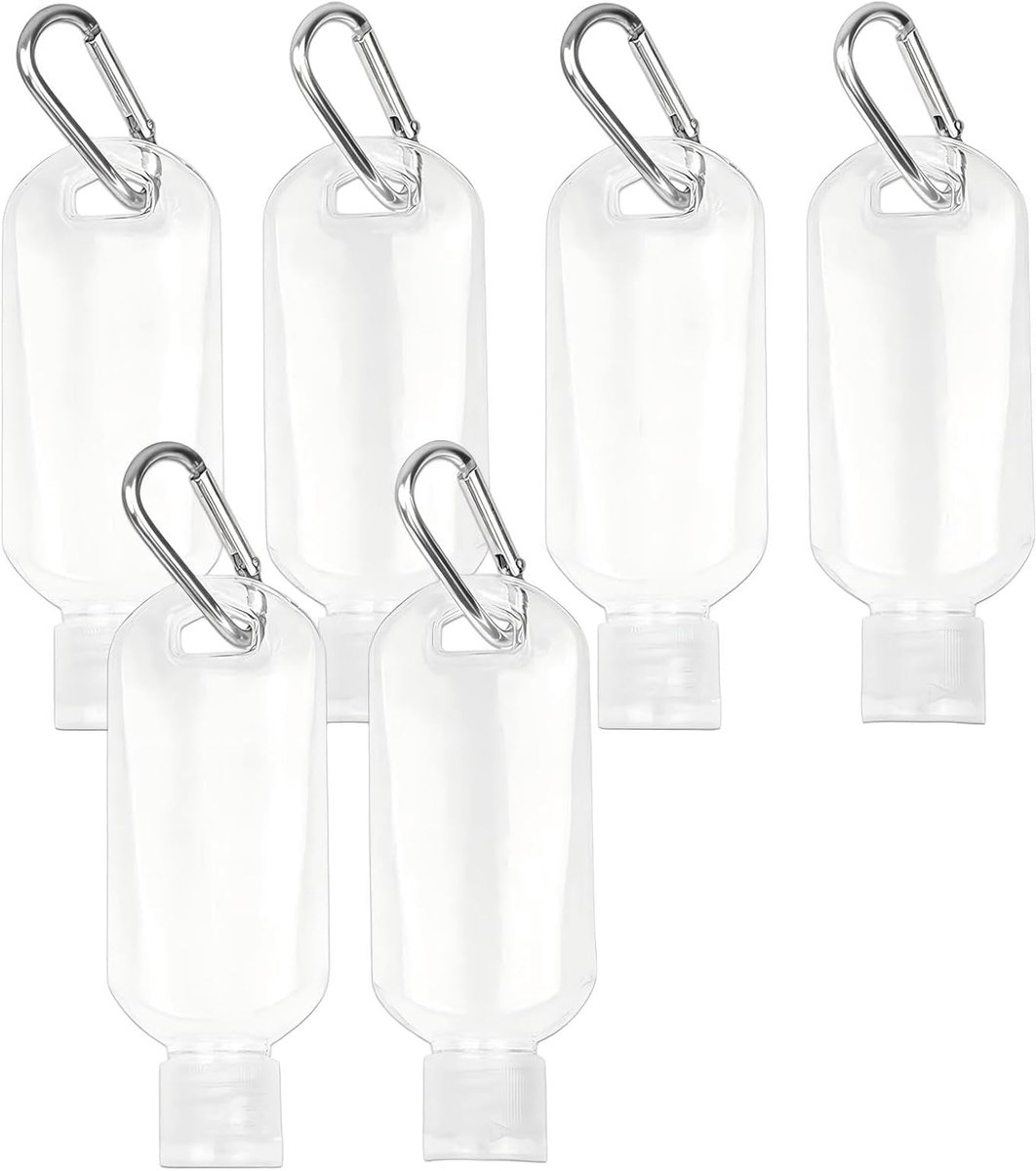 6 Pack Travel Size Flessen, 50 ml TSA-goedgekeurde navulbare containers met clips, lekvrije knijpflessen voor handdesinfecterend middel, shampoo, toiletartikelen, draagbare doorzichtige plastic