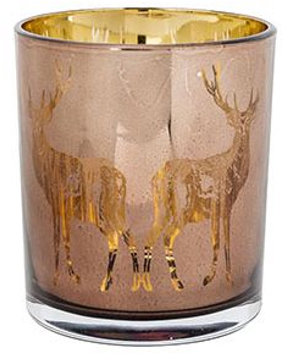 Cosy @ Home Theelichthouder Deer Mirror Cognac 7x7xh