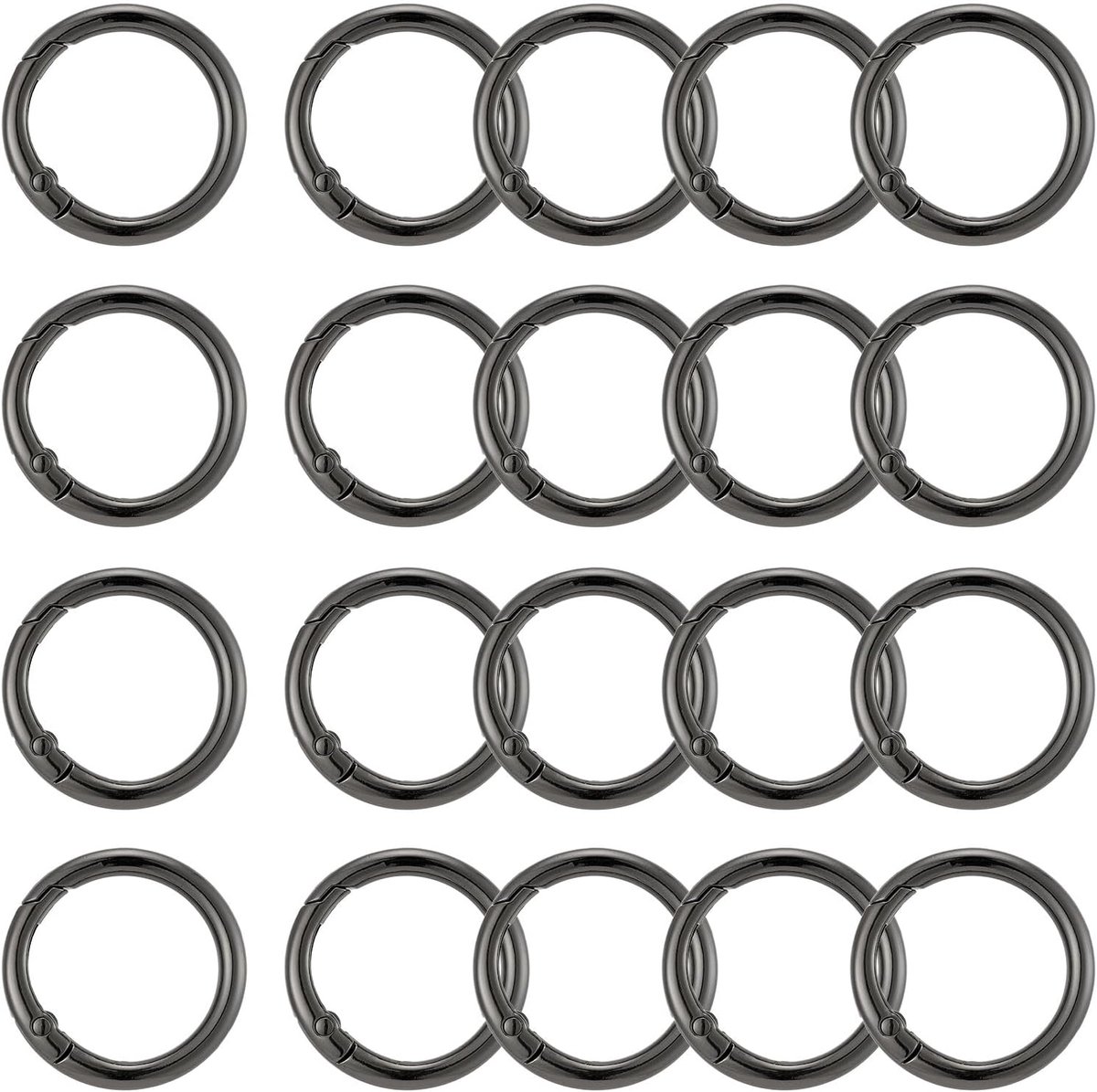 25 stuks karabijnhaken met ontspanningsveer ring van metaal voor handtassen, sleutelhangers, portemonnees, tassen