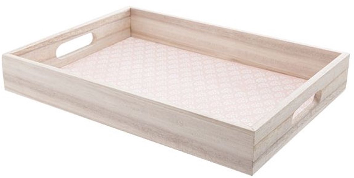 Dienblad pastel koraal 870245 hout 35x25x5cm