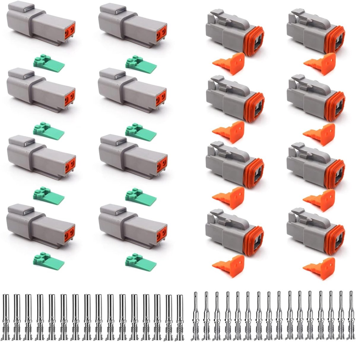 KFZ 2 polen, 8 Sets Waterproof Electrical Connector, 22-18AWG DT Series Cable Plug voor Auto, Motorcycle, Truck, Boat