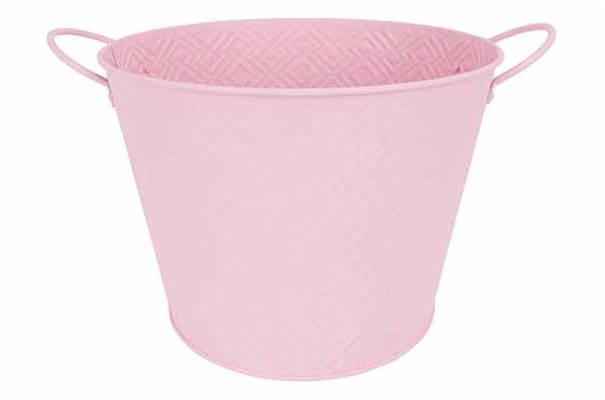 Plantenbak Stylish 2 Handles Roze 28x20, 8xh20,7cm Rond Conisch Metaal