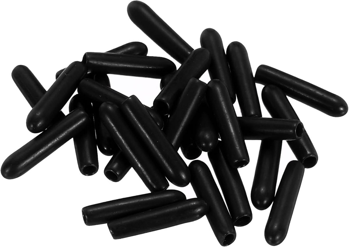 88 stuks rubberen doppen, 2 mm (1/16") ID, ronde beschermkappen met schroefdraad, flexibele schroefboutafdekkingen voor metalen buisstangbouten, zwart