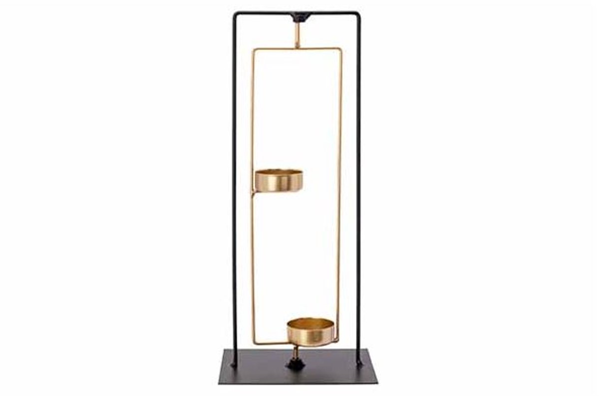Theelichthouder X2 Gold Combi Zwart 13x8 Xh29,5cm Langwerpig Metaal