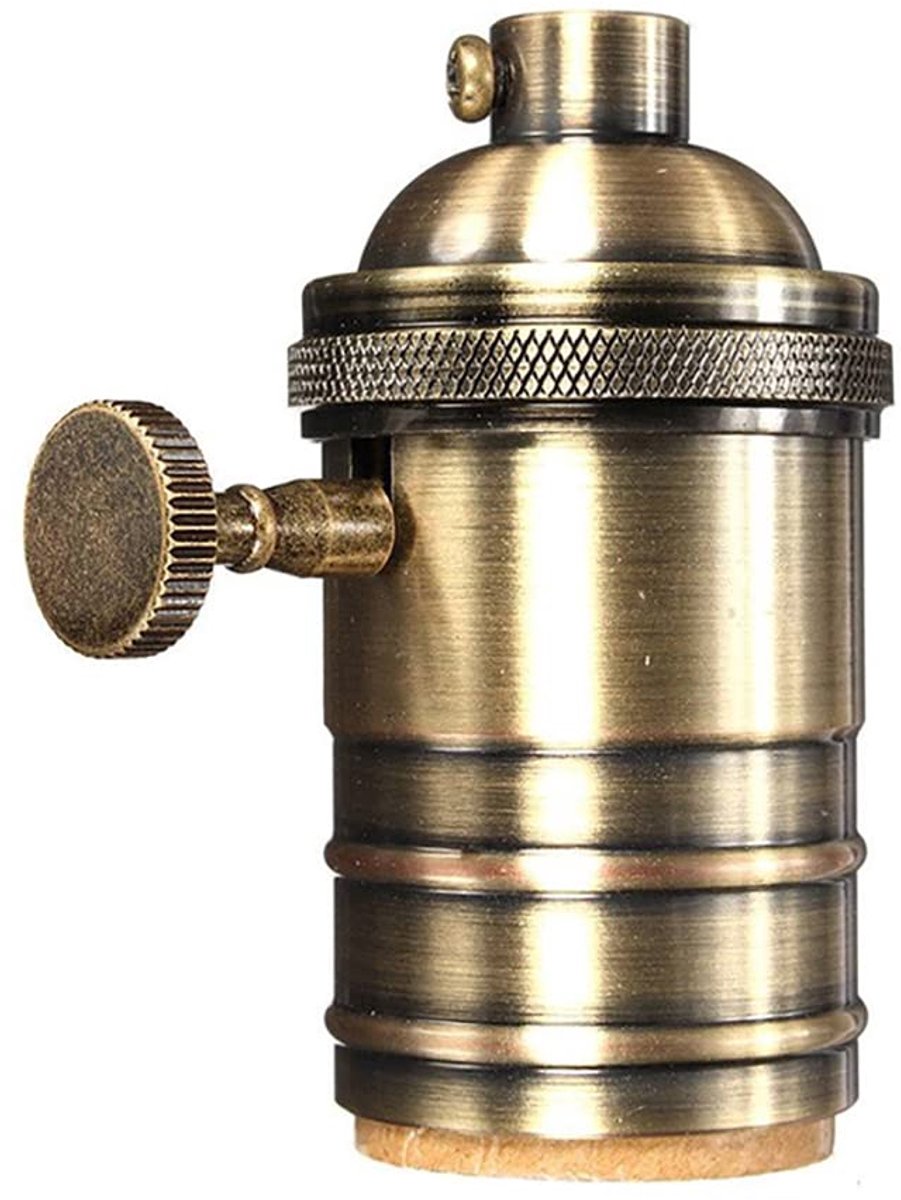 Lamphouder, Edison Antieke Aluminium Hanglamp Socket met Rotary Switch voor E26/E27 Verlichtingsarmaturen DIY (Groen Brons)