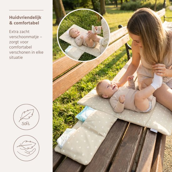 Meyco Baby Sweet Heart Verschoonmat - Sand/Soft Sand van Merkloos — afbeelding 2
