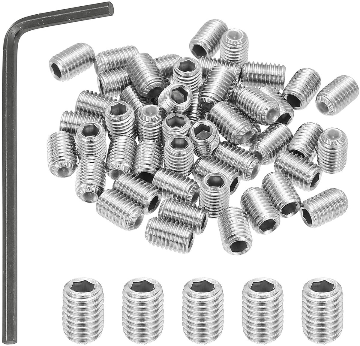 Holle kopschroeven met binnenzeskanthoogte 1/4-28 x 3/8", 50 stuks 304 roestvrij staal holle punt blokschroeven met zeskantsleutel voor deurgrepen badkamer