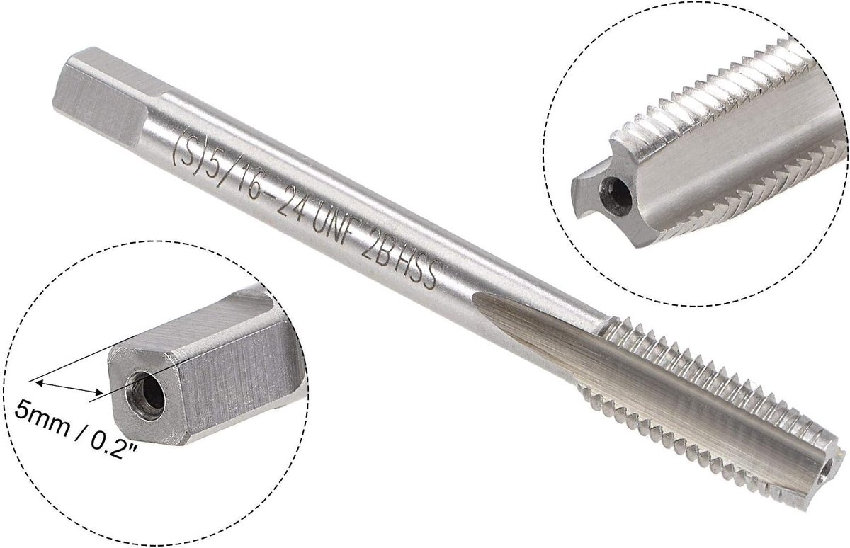 sourcing map 5/16"-24 UNF schroefdraadboorset, HSS machine-schroefdraadboor met ronde schroefdraadboor, rechterhand