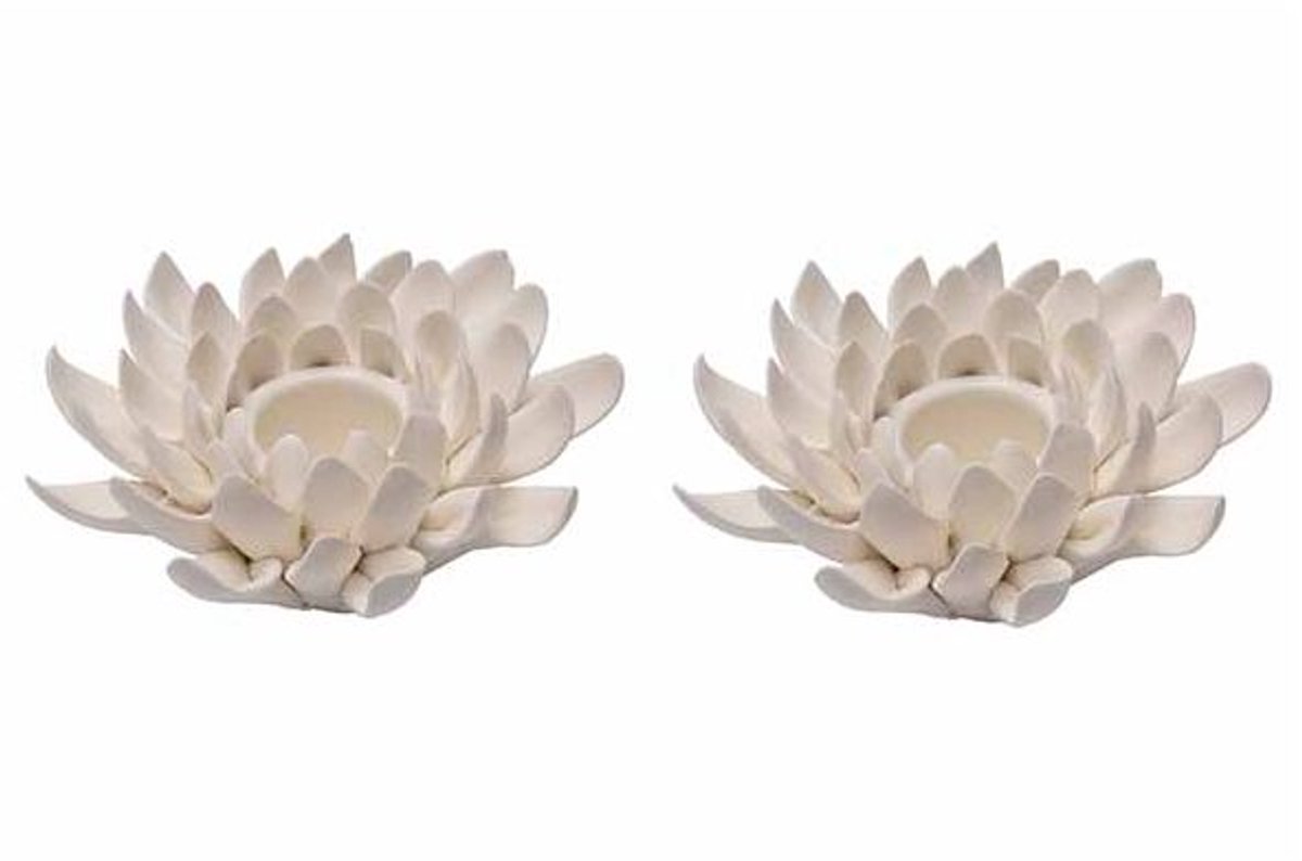 Kandelaar Flower Creme 10x10xh4,5cm Pors Elein