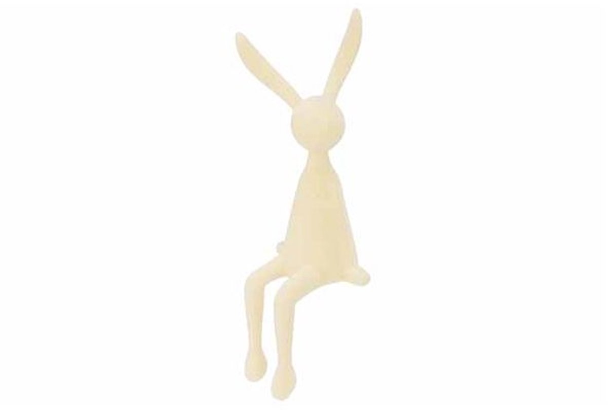 Konijn Flocked Sitting Geel 12x12xh37cm Kunststof