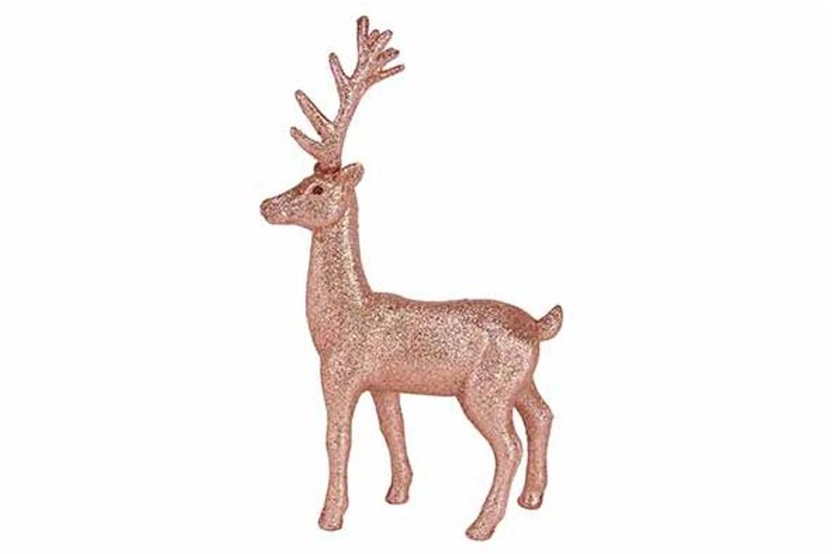 Hert Glitter Roze 18x5xh28cm Kunststof