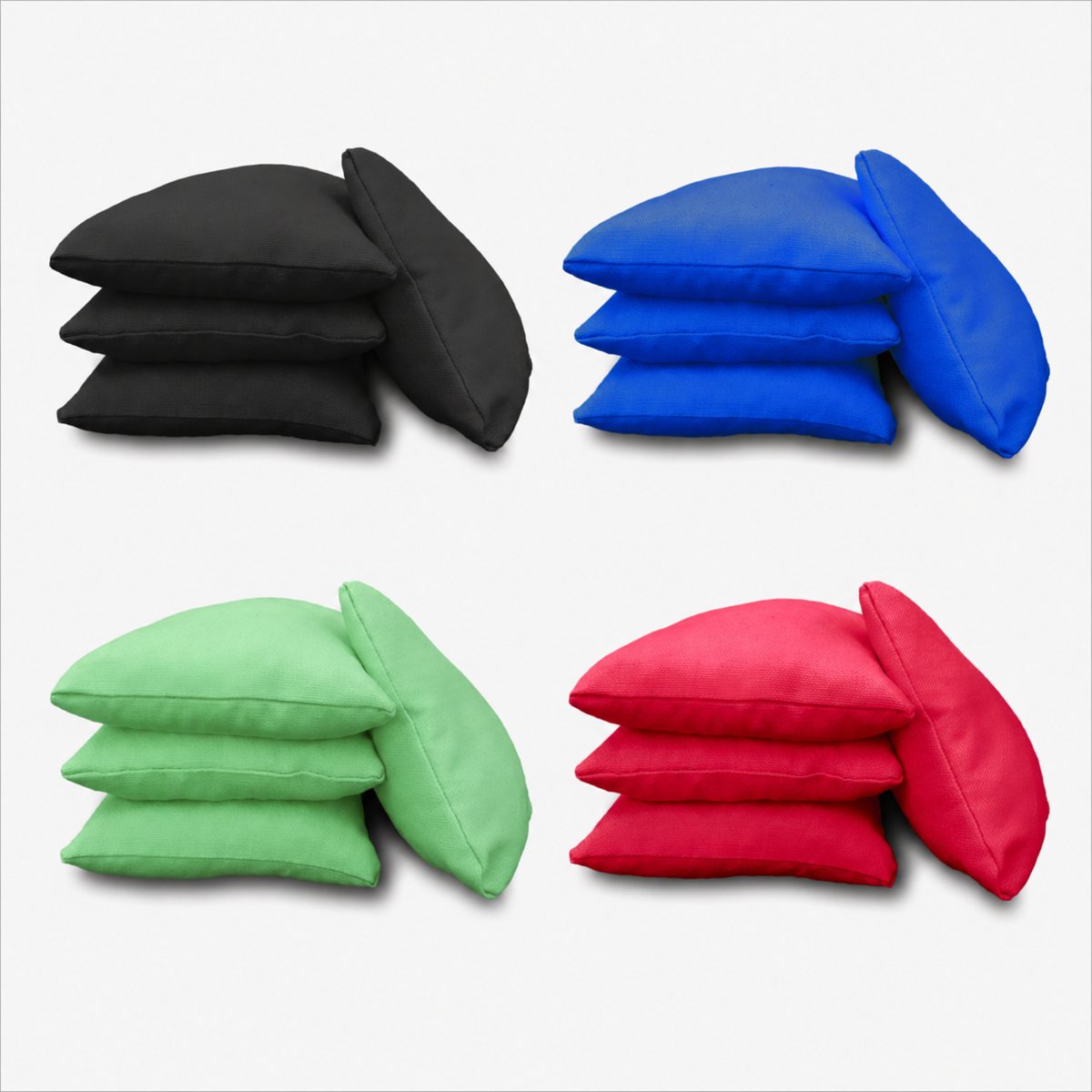 MEGA VOORDEELPAKKET - 4 x 4 Cornhole Bags / Zakjes in de kleuren BLAUW, ROOD, GROEN en ZWART (Maisgevuld en volgens de officiële normen)