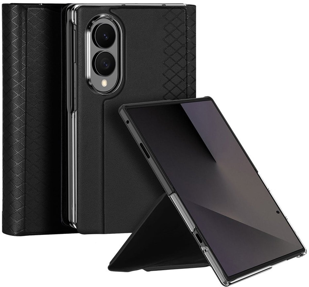 Dux Ducis Geschikt voor Samsung Galaxy Z Fold 8 PU Leren hoes - bookcase - Zwart