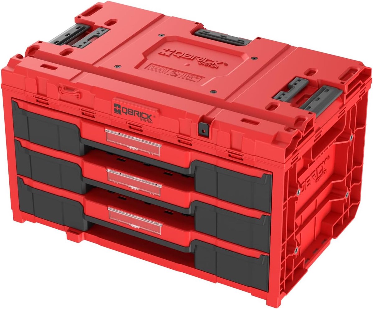 SnelShoppen - Gereedschapskoffer - Rood - 58,7 cm x 38 cm x 34 cm - Comfortabele handgrepen - Stalen slot - Voor veilig opbergen van gereedschap en ac
