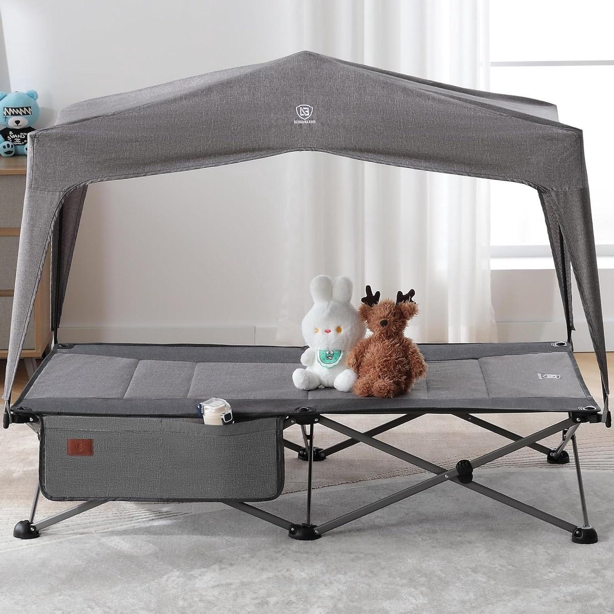 Kinderbed Klapbed - Veldbed Kinderen - Reizen en Ontspannen - Met Afneembaar Dak - 131 x 69 x 32 cm
