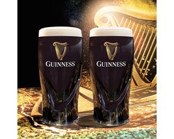 Guinness Bierglazen Pint 500 ml - Set van 2 glazen voor bier - Ideaal voor feestjes en samen genieten - Vaatwasserbestendig - Transparant glas - Hoogte 159 mm, Diameter 79 mm - Glaswerk - Merk Bierglazen