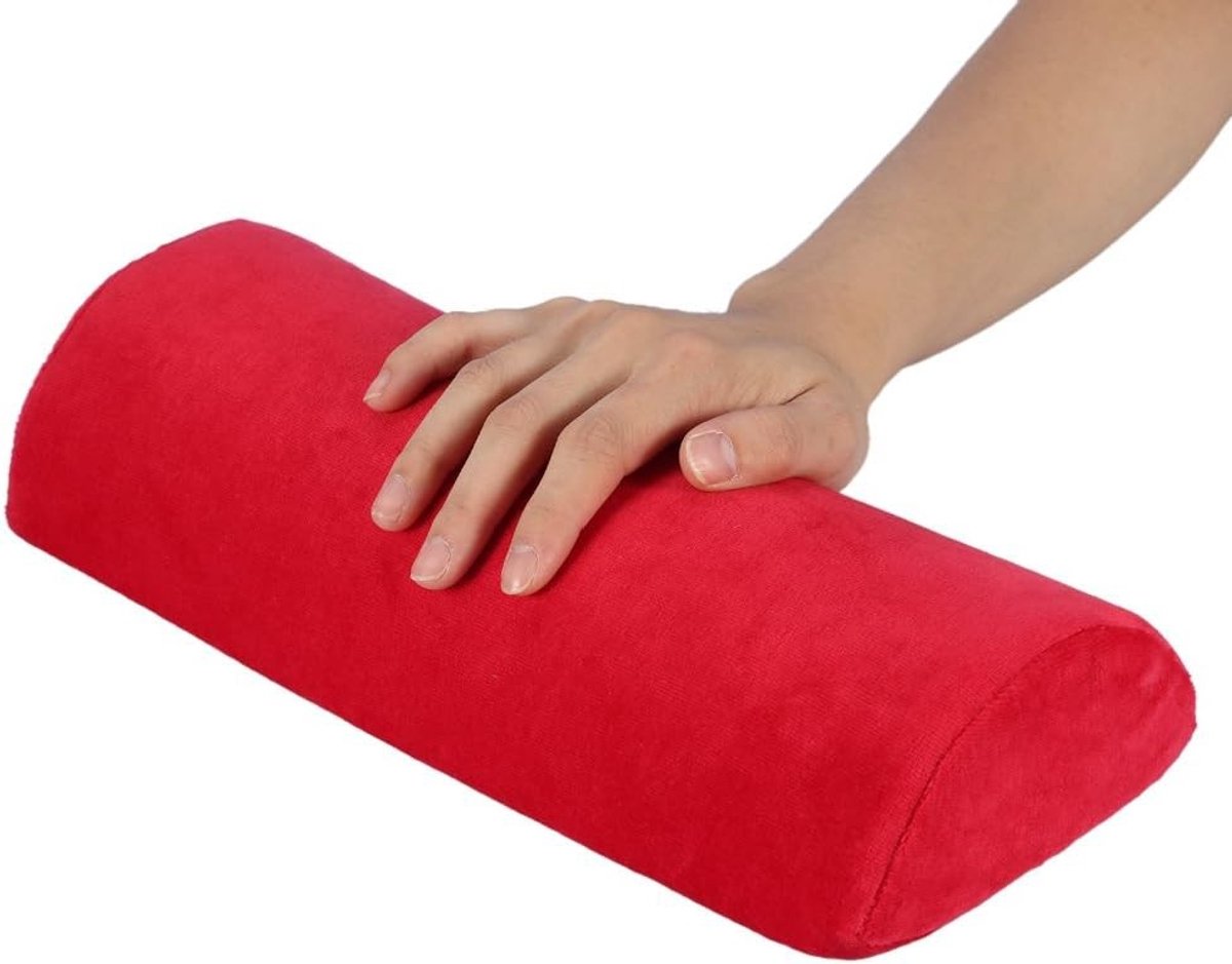 Nail Studio Handkussen - Rood - 30 x 13 cm - Zachte Handsteun met Afneembare Hoes - Voor Manicure en Nail Art