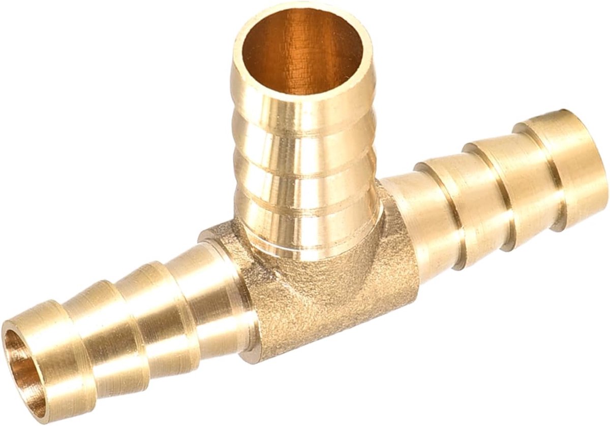 T-vorm messing barb-verbindingsstuk (10 mm x 12 mm x 10 mm) 1 stuk, Barb verloopstuk - voor brandstof, lucht, water, olie gas