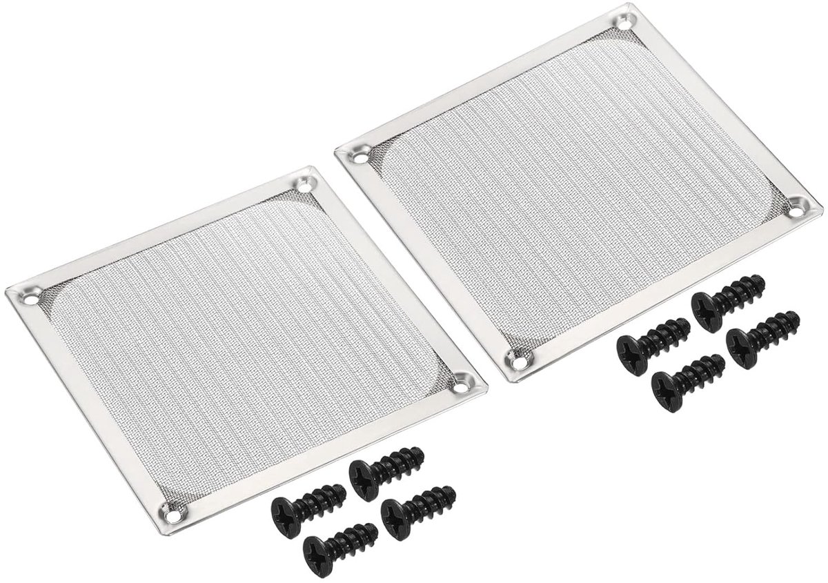 120 mm ventilatorfilter rooster met schroeven 2 stuks aluminium frame roestvrij staal net stofdichte afdekking voor computerbehuizing zilver
