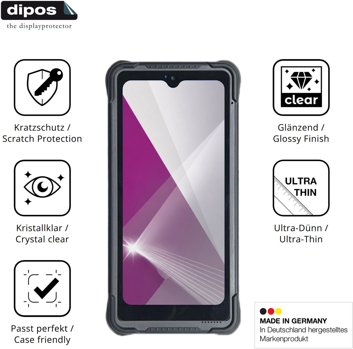 dipos – 4x Beschermfolie geschikt voor Conker NS65 | Krasbestendige & heldere Screenprotector Ultra-Thin