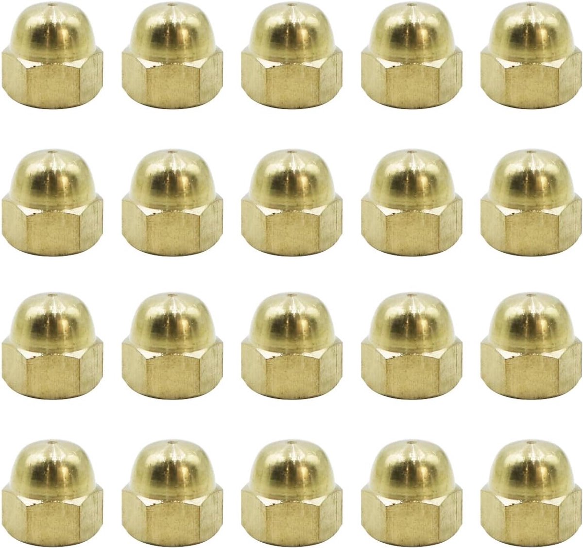 20 stuks M8 koperen zeskantmoeren, koperen koepelkopkappen, voor draadstangen en schroefdraadbouten, voor binnen en buiten