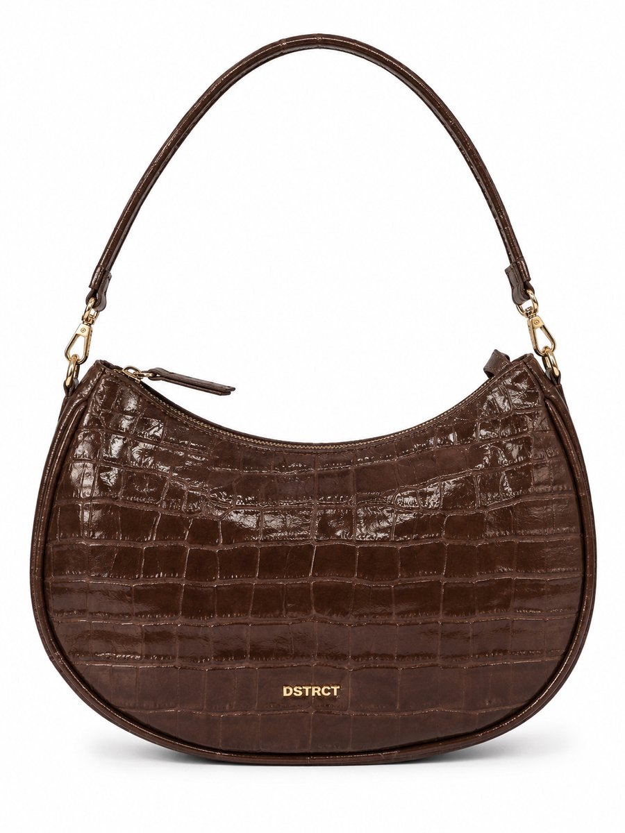 DSTRCT Croco Square Crossbodytas Medium Dames - Leer - Bruin