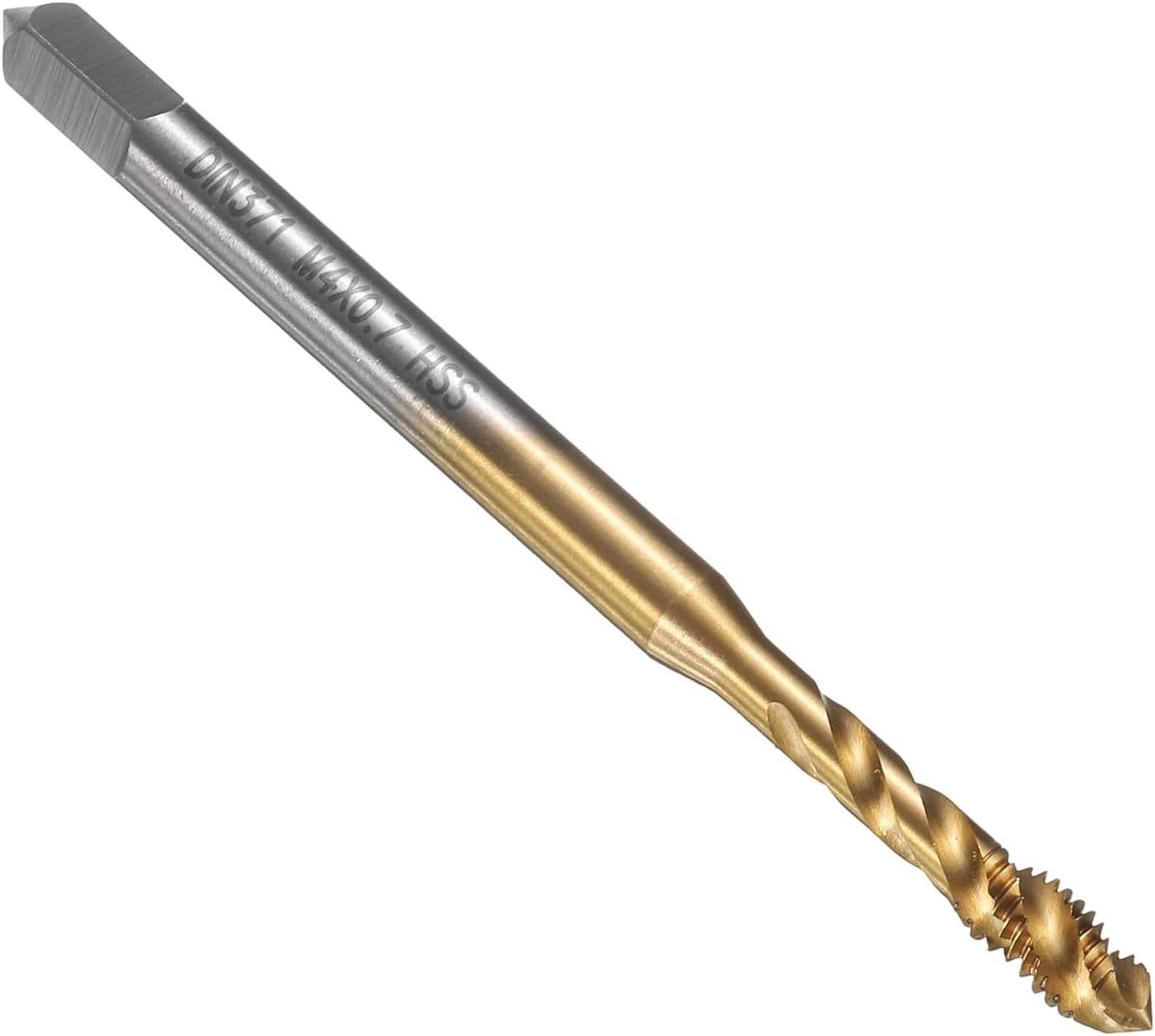 Schroeftap-set, M4 x 0,7 mm, H2, metrische machineschroefdraadboor, titanium nitride-gecoate schroeftap-reparatiegereedschap, M2 hogesnelheidsstaal (HSS6542)