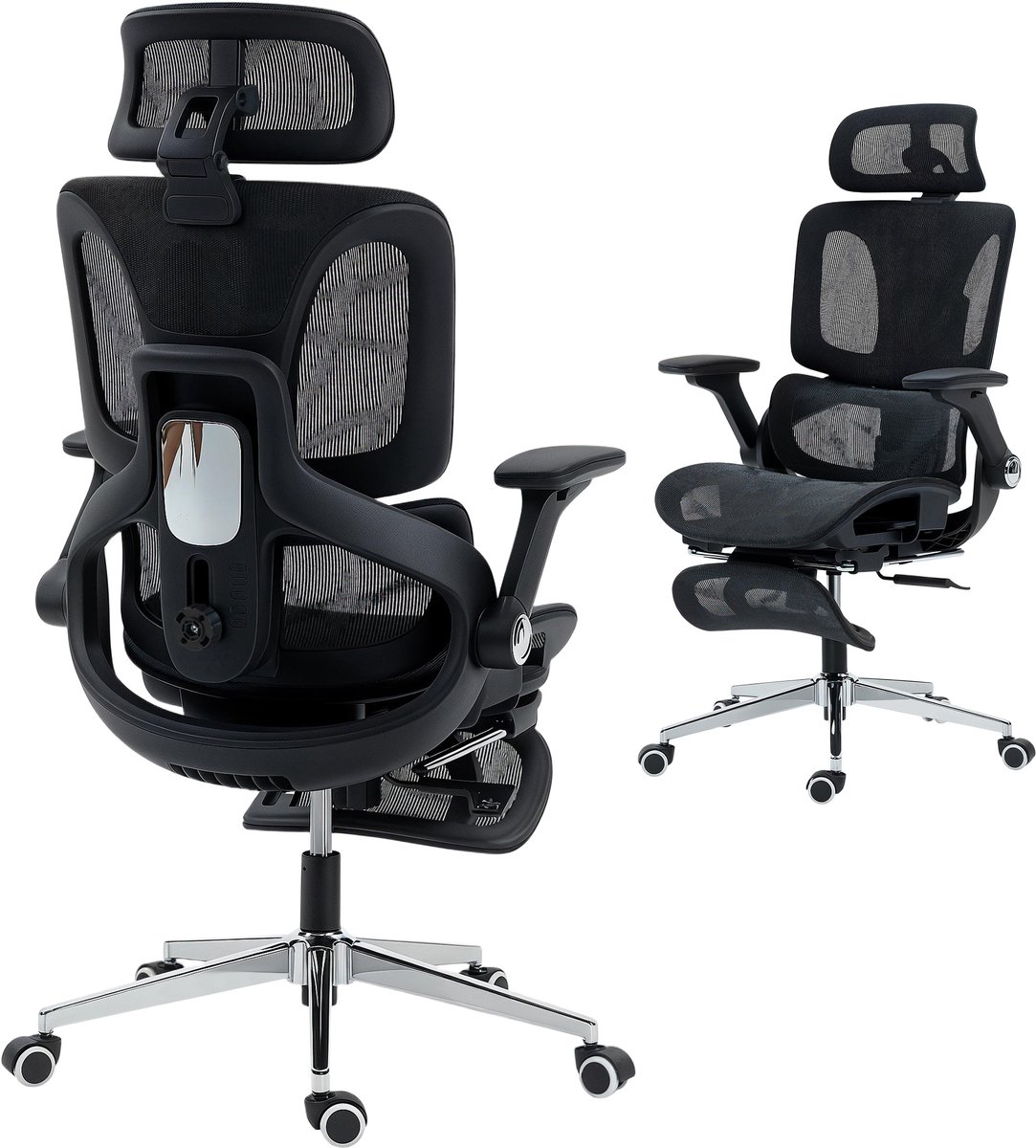 HOMCOM bureaustoel - Mesh (100% polyester) - 67 x 74 x 132 cm - Zwart
