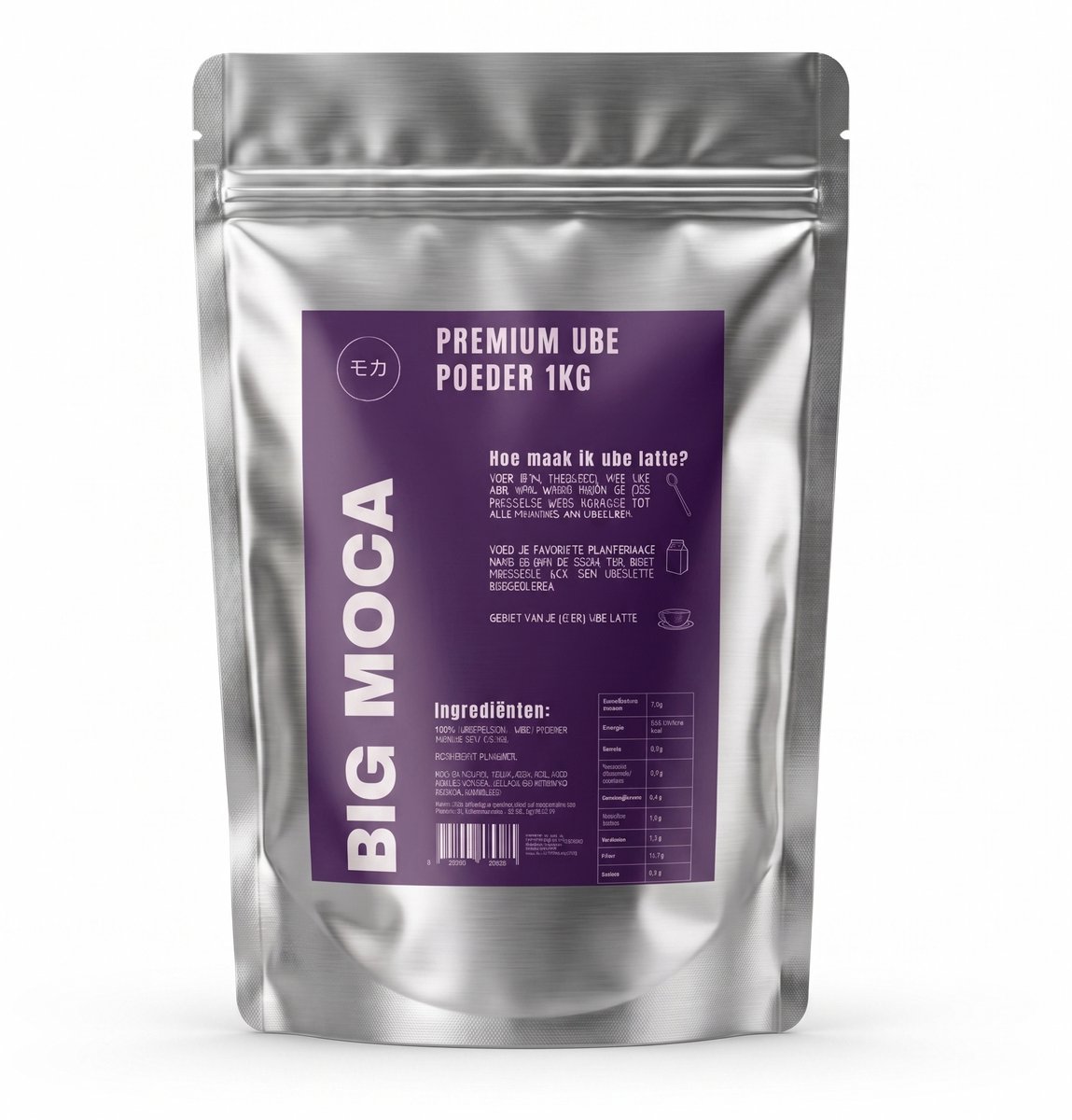 Big Moca - Ube Extract Poeder - 1 kg - 20:1 Geconcentreerd - 90% Paarse Yam - Ongezoet en Cafeïnevrij - Voor Ube Latte, Bakken en IJs - Vegan
