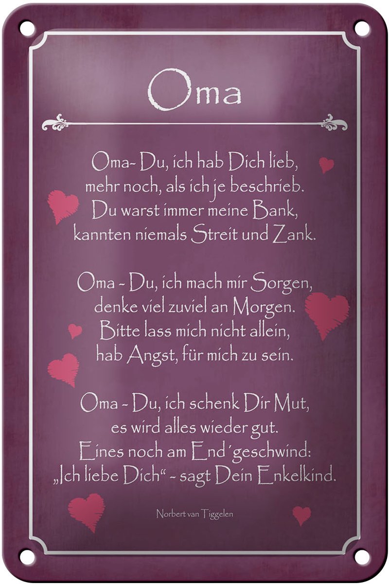 Blechschild Spruch 12x18 cm Oma Deko Schild