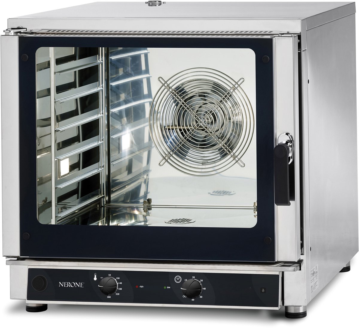 SARO hetelucht-combinatieoven met stoombevochtiging model MID 6, Zwart, Roestvrijstaal