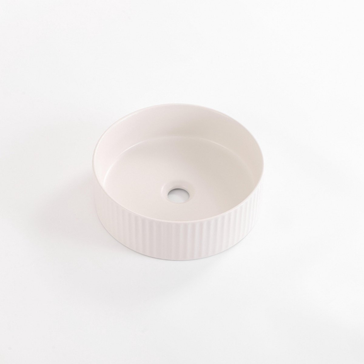 QeramiQ Arto Waskom - 35x35x11.5cm - geribbeld - rond - keramiek - linnen