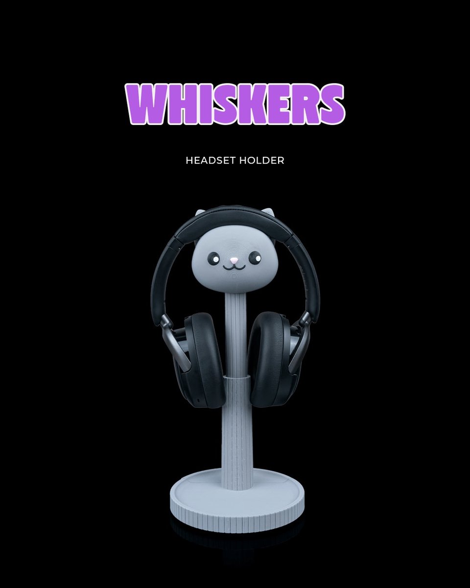 Whiskers - Koptelefoonhouder voor bureau en gaming setup - Decoratieve houder - headset standaard, bureau organizer, kantoor, werkplek