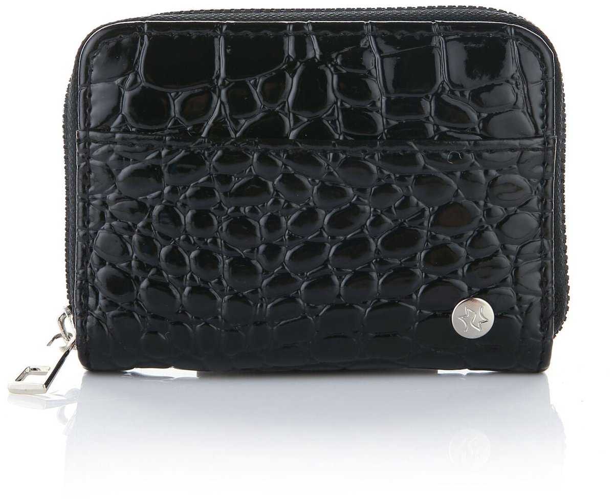 Sunset Fashion Portemonnee Dierenprint Croco zwart 12x9cm