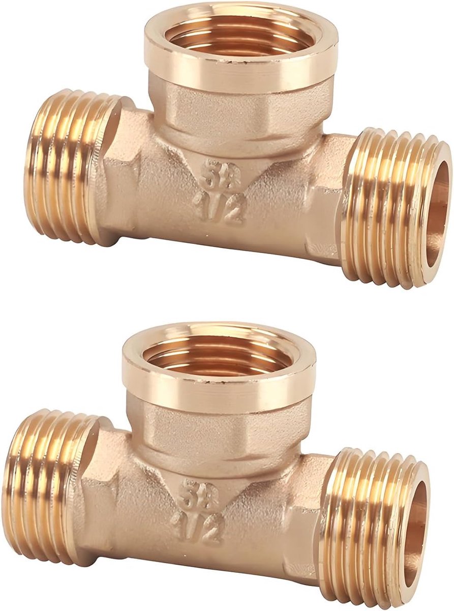 2 stuks draaibare messing T-connector voor buis mannelijk x vrouwelijk x mannelijk x mannelijk 3-weg T-aansluiting voor loodgieterswerk