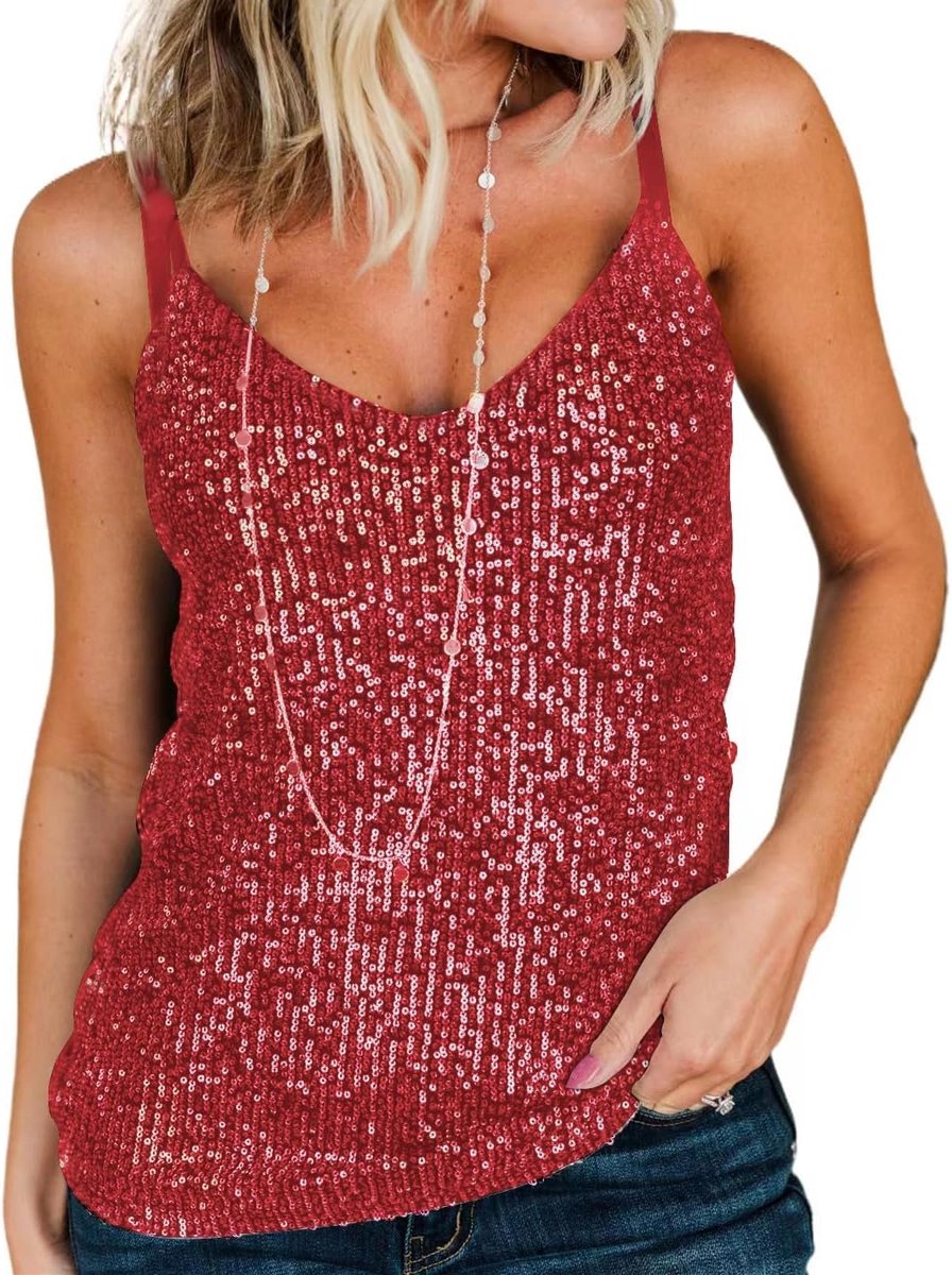 Shimmer Pailletten Mouwloze Vesten Tops