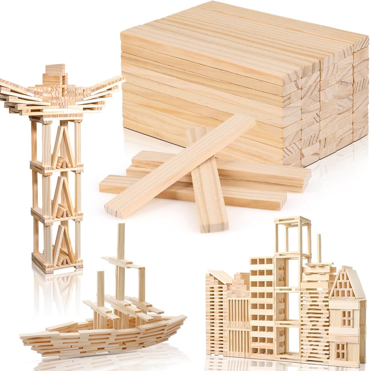 50 stuks knutselhouten blokken, 160 x 22 x 8 mm houten blokken | Voor het knutselen van houten blokken, doe-het-zelf knutselmateriaal, creatieve projecten, knutselcursussen