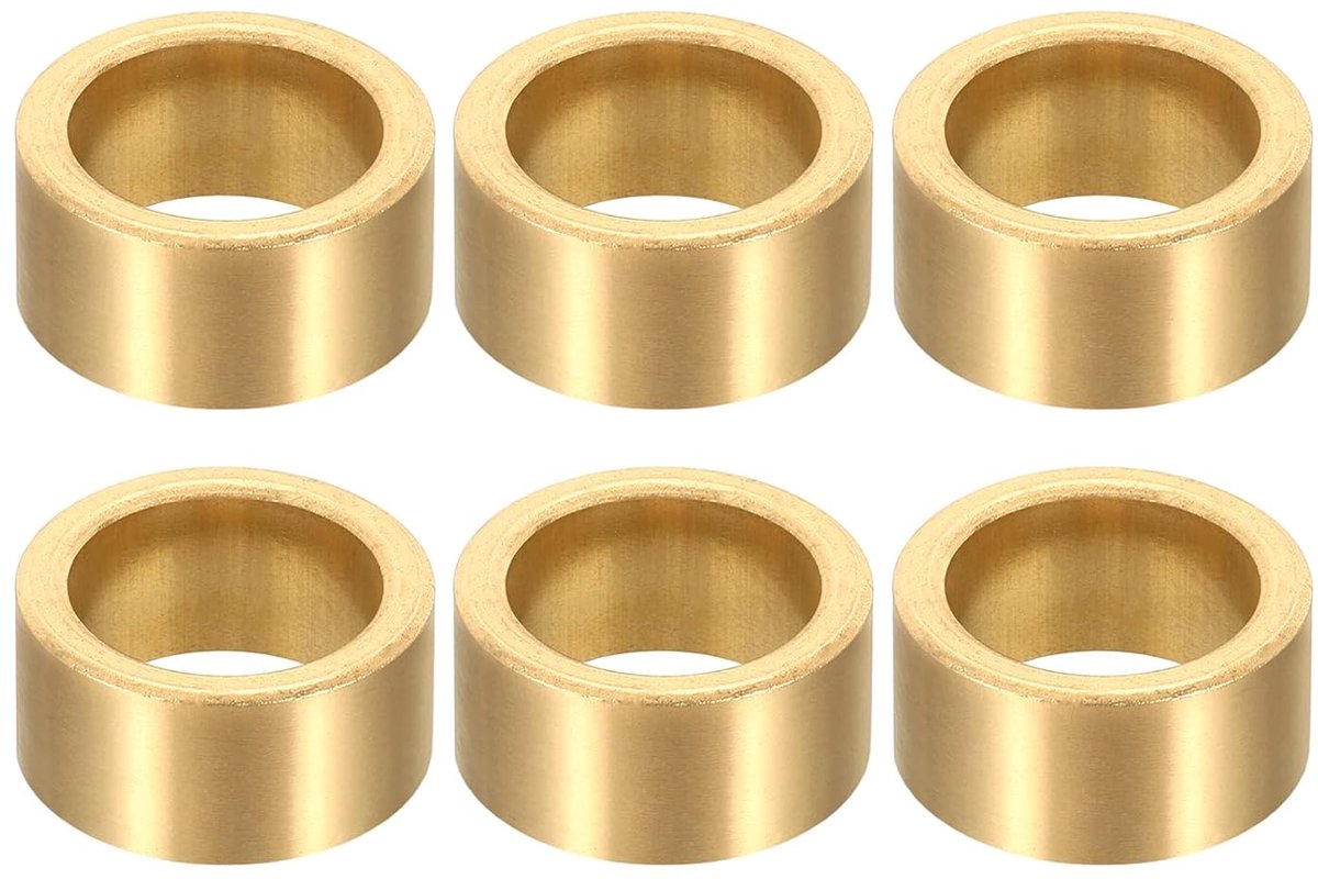6 stuks glijlagerhulzen, 12 mm boring x 16 mm AD x 8 mm lengte sinterbrons lagerbussen voor industriële installaties