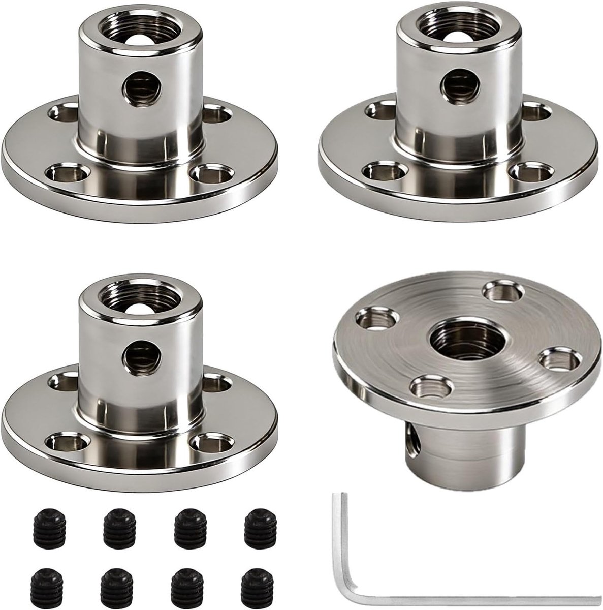 4 stuks 6 mm flenskoppelingsverbinders, 6 mm flenskoppeling asverbinders, met 8 stuks bevestigingsschroeven en 1 x M3 inbussleutel, asbeslag voor doe-het-zelf RC-modelmotoren