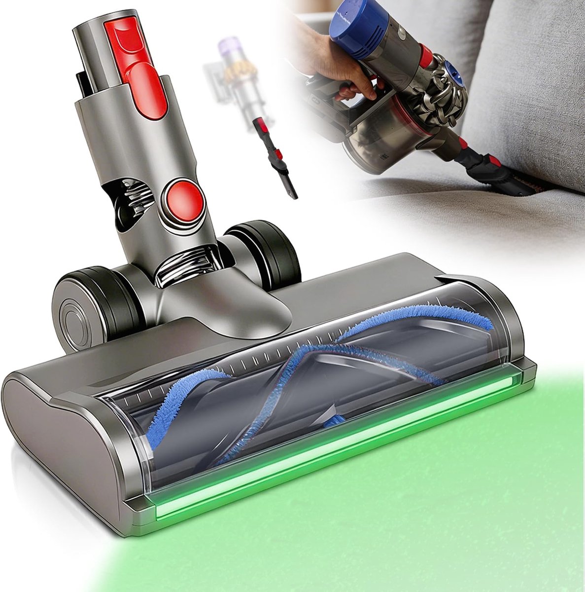 ​Borstel Onderdelen en Accessoires voor Stofzuiger Compatibel voor Dyson V8, V11, V10, V7, V15 2in1 Set met LED Bodemkop voor Alle Harde Vloeren en Tapijten en Handborstel als Reserveonderdelen​