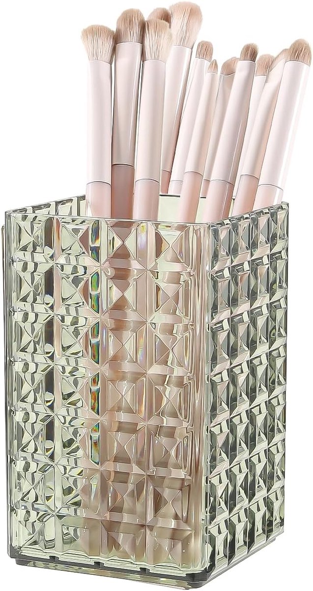 Make-up organizer, kwasthouder, cosmetica-opslag, make-upkwastenorganizer van acryl, make-upkwastenhouder, pennenhouder, make-uptafelorganizer voor eyeliners, lippenstift (groen)