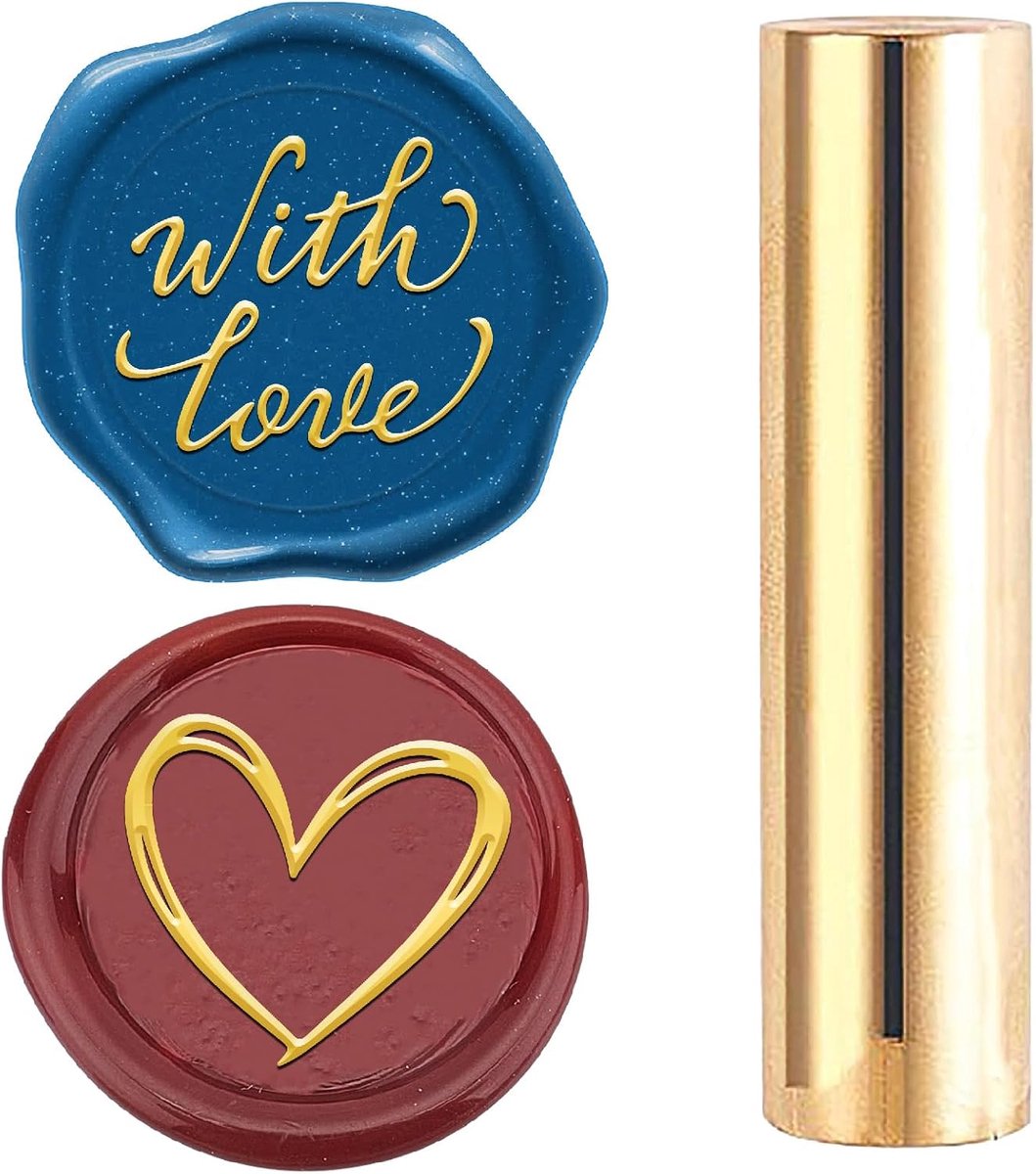 2 Zijden Patroon Wax Seal Stempel 15Mm Mini Met Liefde Hart Soild Messing Bruiloft Valentijnsdag Vintage Afdichting Stempel Voor Uitnodigingen Enveloppen Kaart Diy Craft Verjaardag