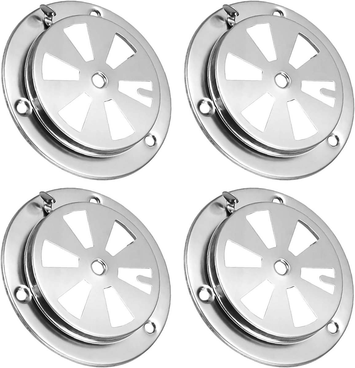 4 stuks ronde roestvrijstalen ventilatieroosters, 95 mm, ronde ventilator, roestvrij staal, kieuwventilator, ventilatierooster, afsluitbaar, kieuwplaat voor gasoven, vuurton, grillparty, hut