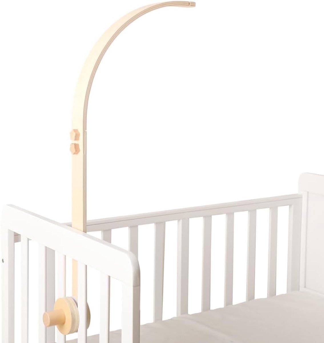 Mobile Bracket Wood voor ophanging Baby Mobile, Tafelbeugel Hout Curve Hout Mobiele beugel Pasgeboren Jongmeisje Babybed Decoratie Woon Brown Crib Mobiele houder