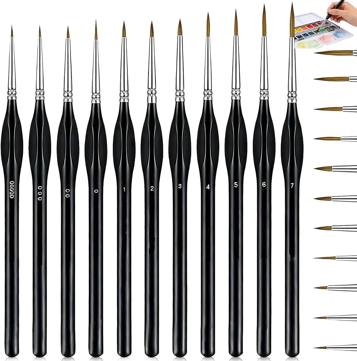 11 Stuks verschillende kunstenaar verfborstel, Fine Detail Penseel Set, Miniature Paint Brushes with, Detail Penselen Set, Houten fijne punt verf penselen, Micro detail-verfkwasten
