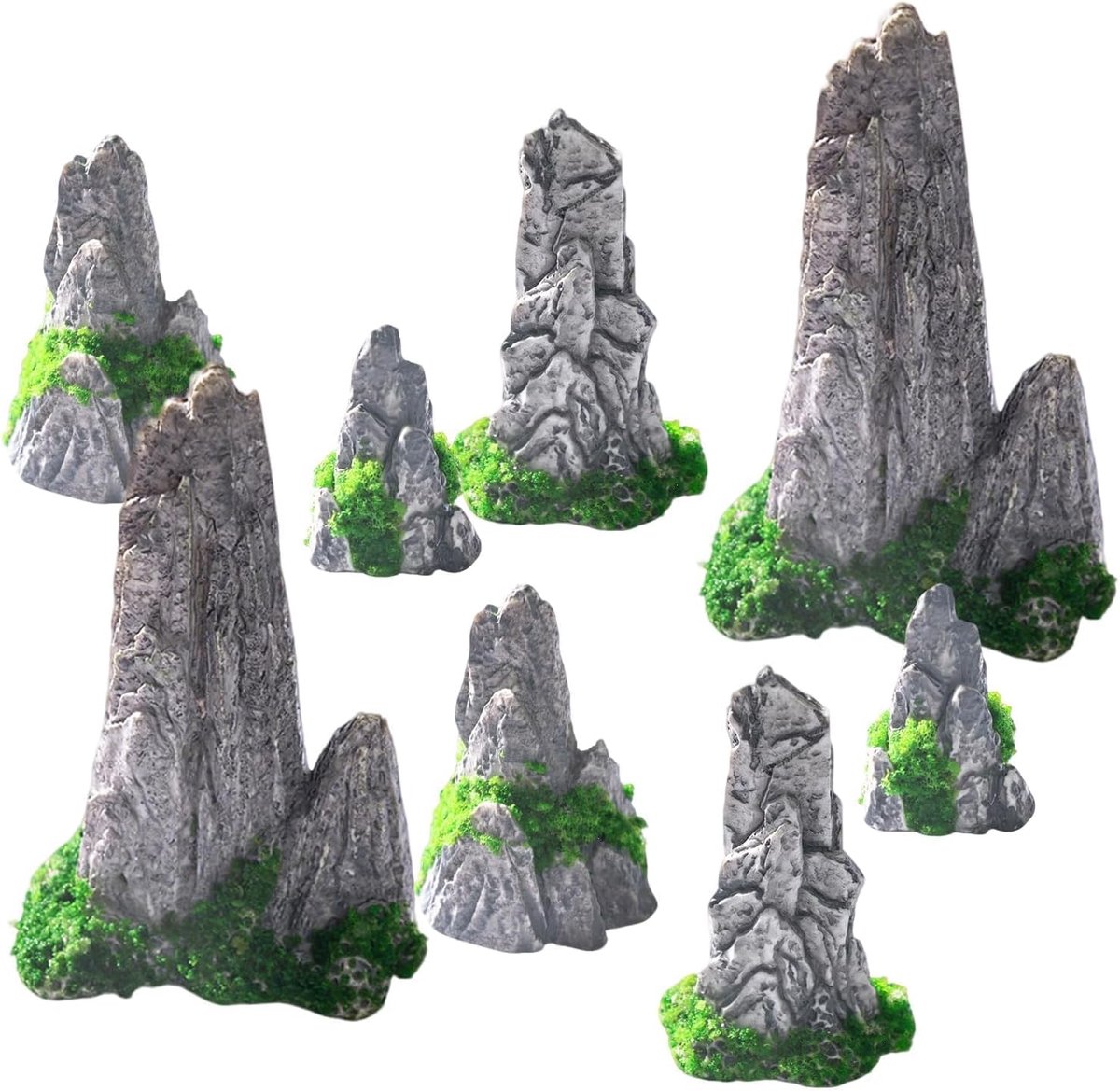 8 stuks miniatuurdecoratie, gesimuleerde textuur, Zen, tuin, kunstberg, miniatuuraccessoires, verschillende maten, modelbouw, verschillende hoogtes, aquarium, decoratie voor microlandschap