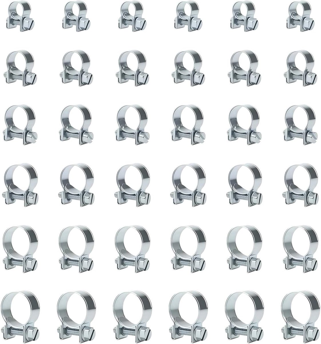verstelbaar, brandstofinjectie, 36 stuks, kleine slangklemmen, scharnierboutklem, assortiment voor dieselbenzinebuis, uitlaatpijp